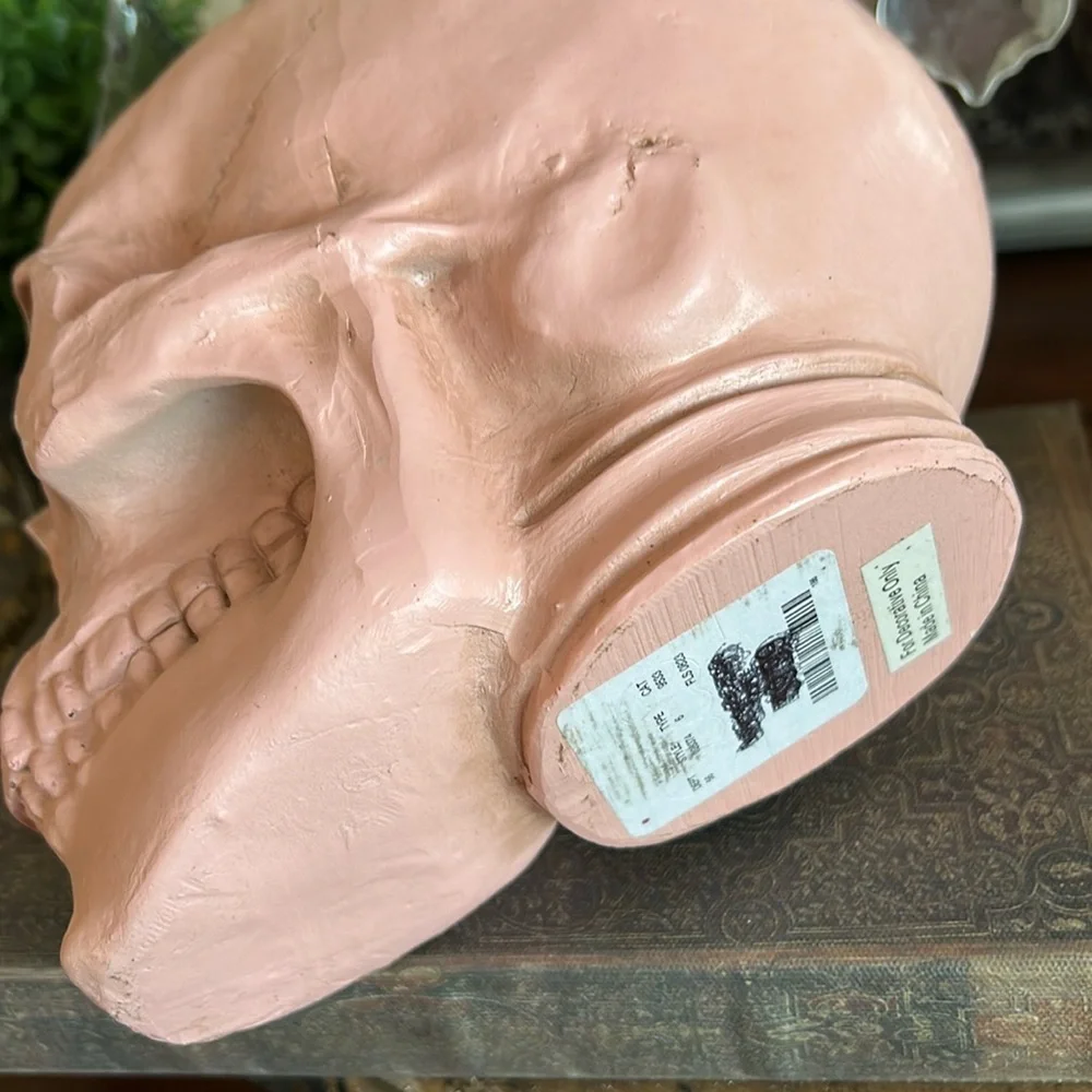 Halloween Gothic Glam Pink Skull Decor with Glitter Eyes